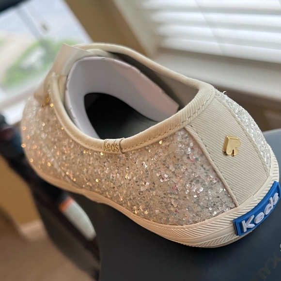 NIB Keds Kate Spade New York Glitter sneakers - cream ivory bride bridal white - Picture 4 of 7